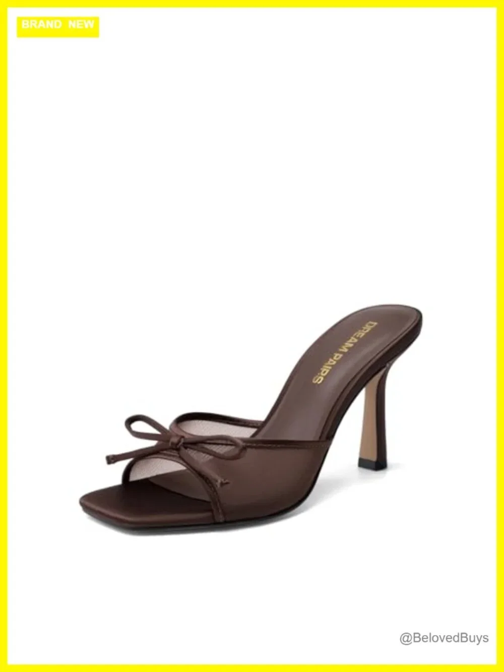 Women's Mesh Bow Stiletto Heels Dressy Square Toe Sandals
